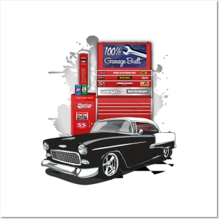 1955 Black and White Chevy Bel Air Garage Built Print Posters and Art